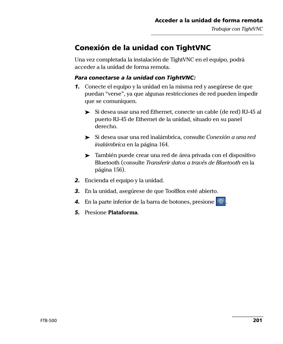 Conexión de la unidad con tightvnc | EXFO FTB-500 (Window XP) User Manual | Page 209 / 477