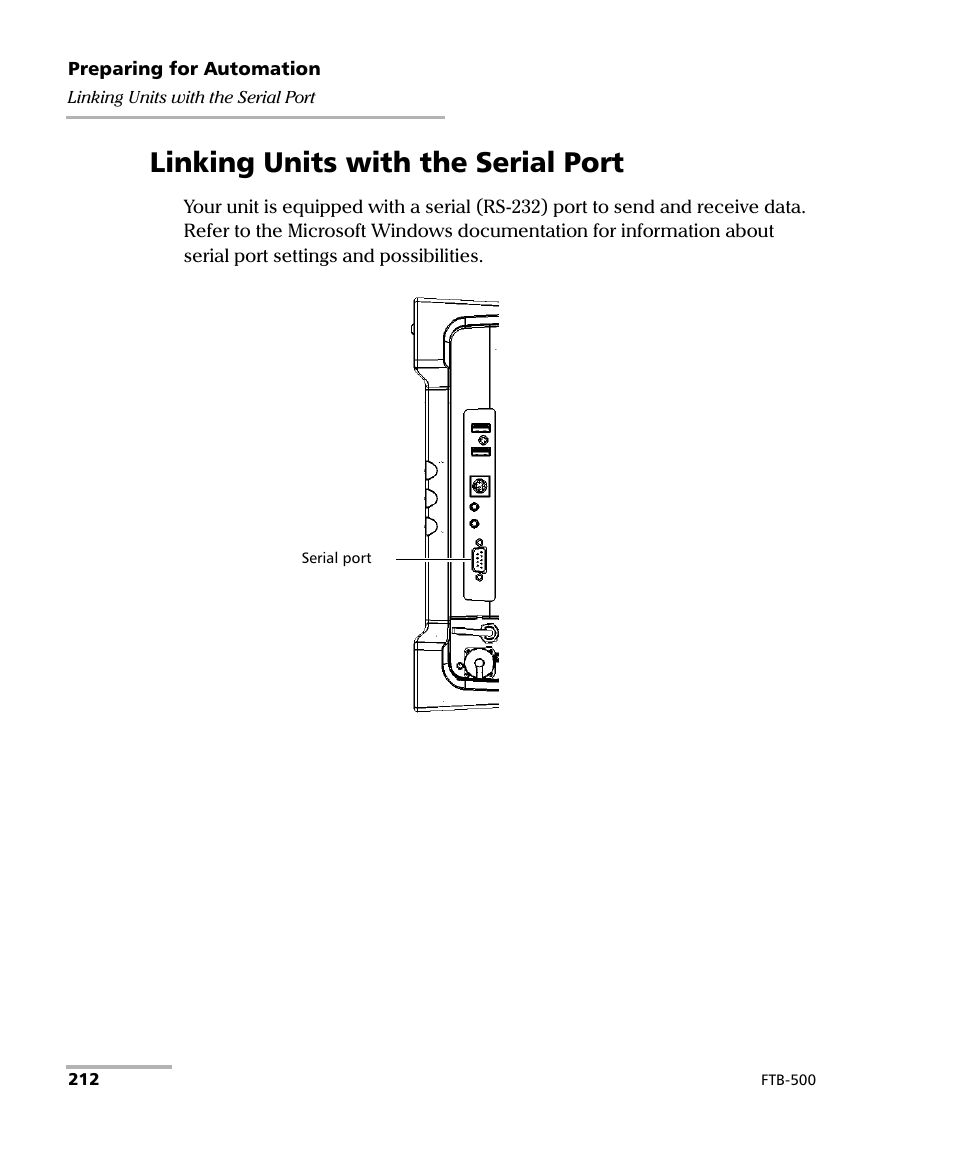 Linking units with the serial port | EXFO FTB-500 (Window XP) User Manual | Page 220 / 477