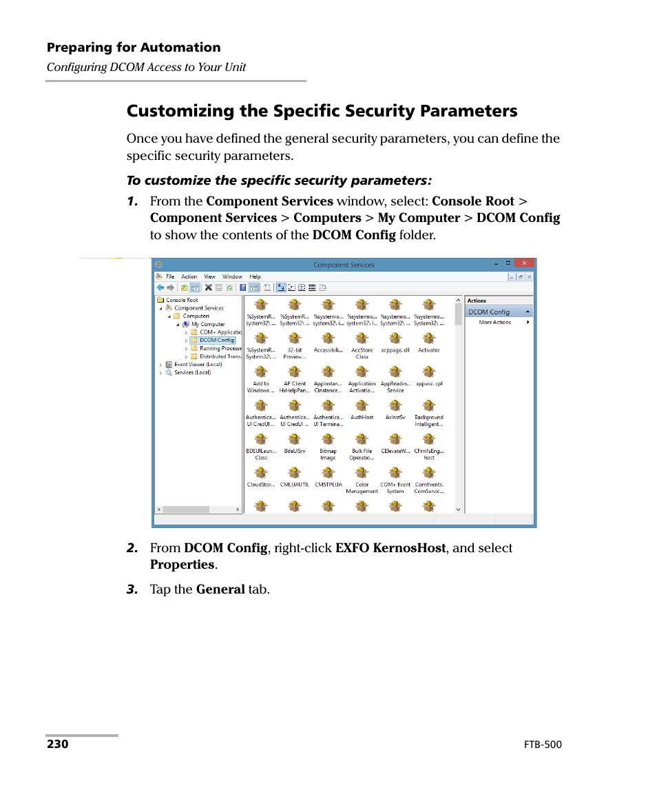 Customizing the specific security parameters | EXFO FTB-500 (Window XP) User Manual | Page 238 / 477