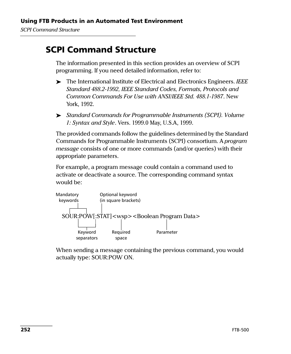 Scpi command structure | EXFO FTB-500 (Window XP) User Manual | Page 260 / 477