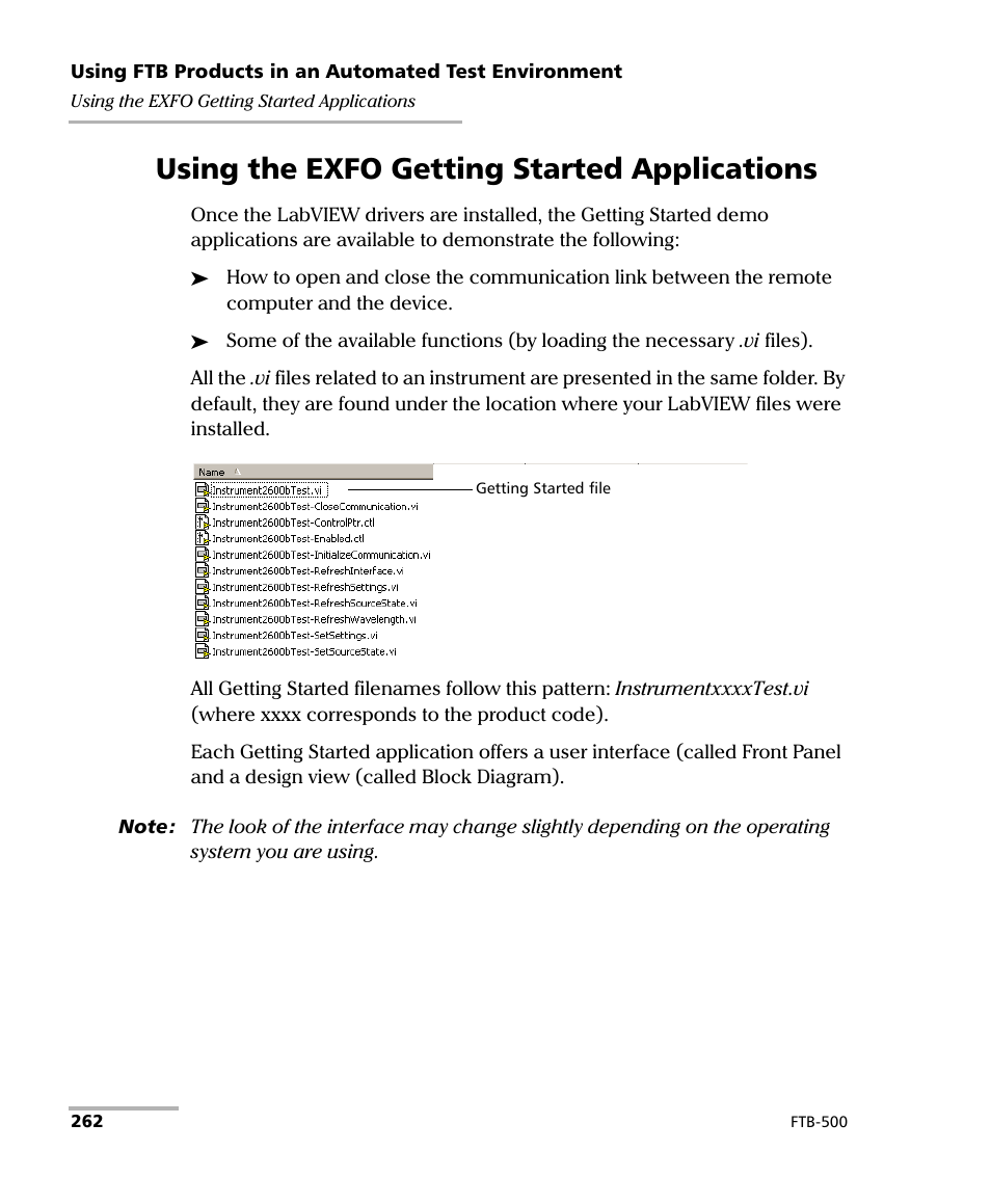 Using the exfo getting started applications | EXFO FTB-500 (Window XP) User Manual | Page 270 / 477