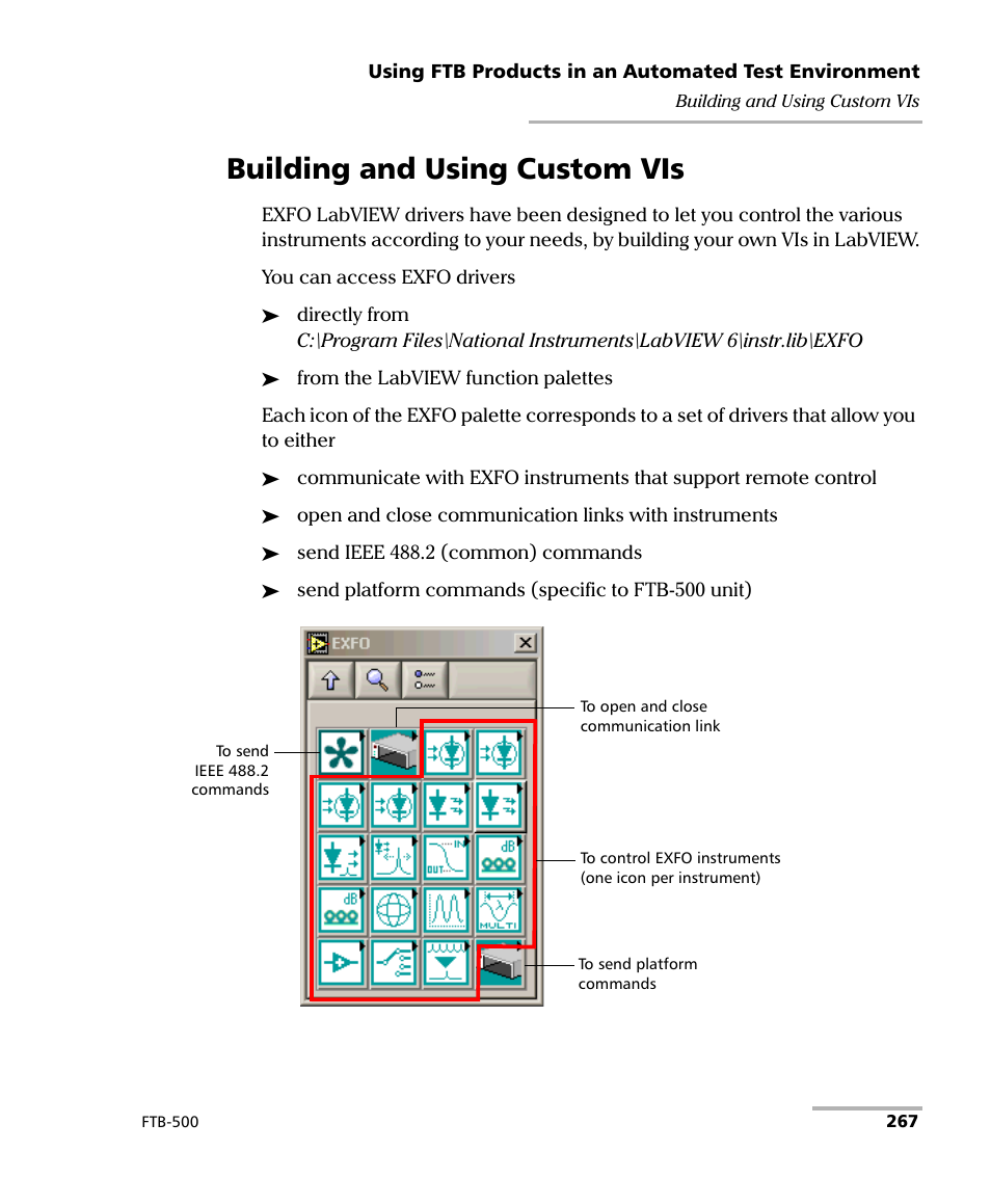 Building and using custom vis | EXFO FTB-500 (Window XP) User Manual | Page 275 / 477