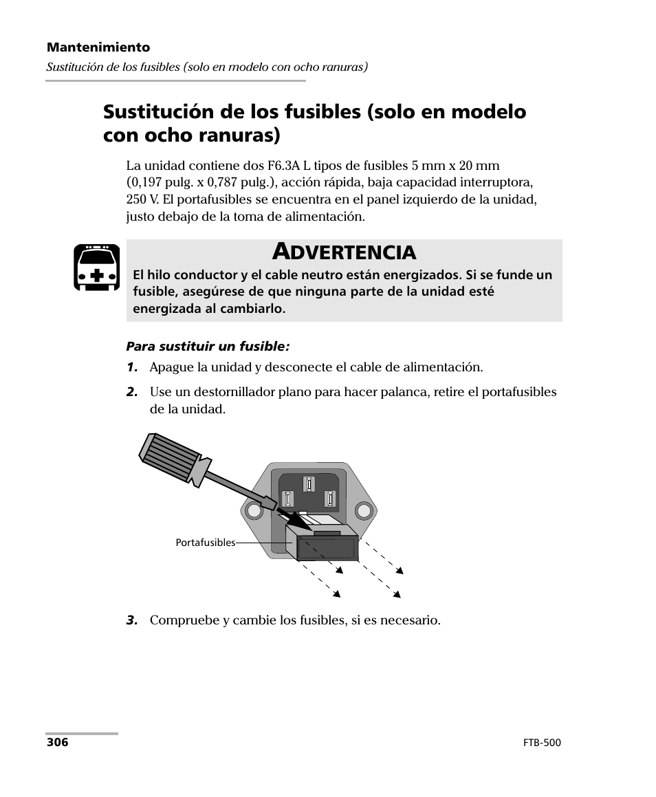 Dvertencia | EXFO FTB-500 (Window XP) User Manual | Page 314 / 477