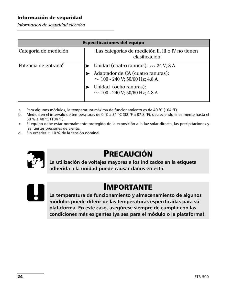 Recaución, Mportante | EXFO FTB-500 (Window XP) User Manual | Page 32 / 477