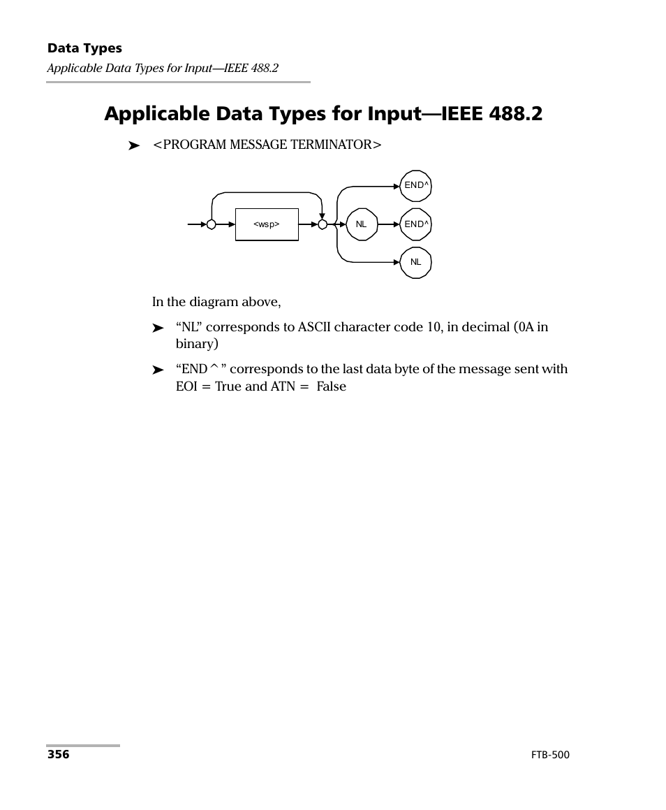 Applicable data types for input—ieee 488.2 | EXFO FTB-500 (Window XP) User Manual | Page 364 / 477