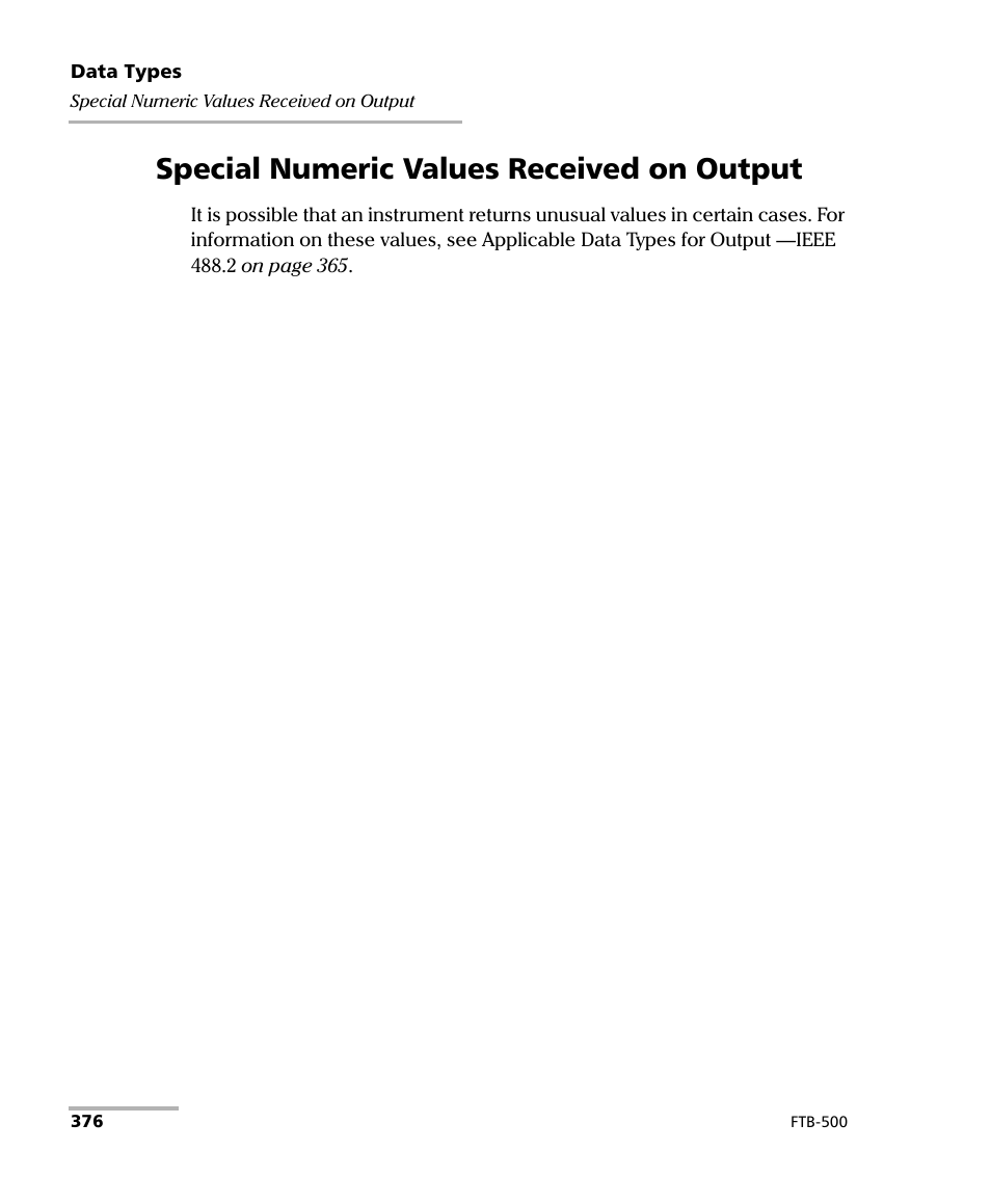 Special numeric values received on output | EXFO FTB-500 (Window XP) User Manual | Page 384 / 477