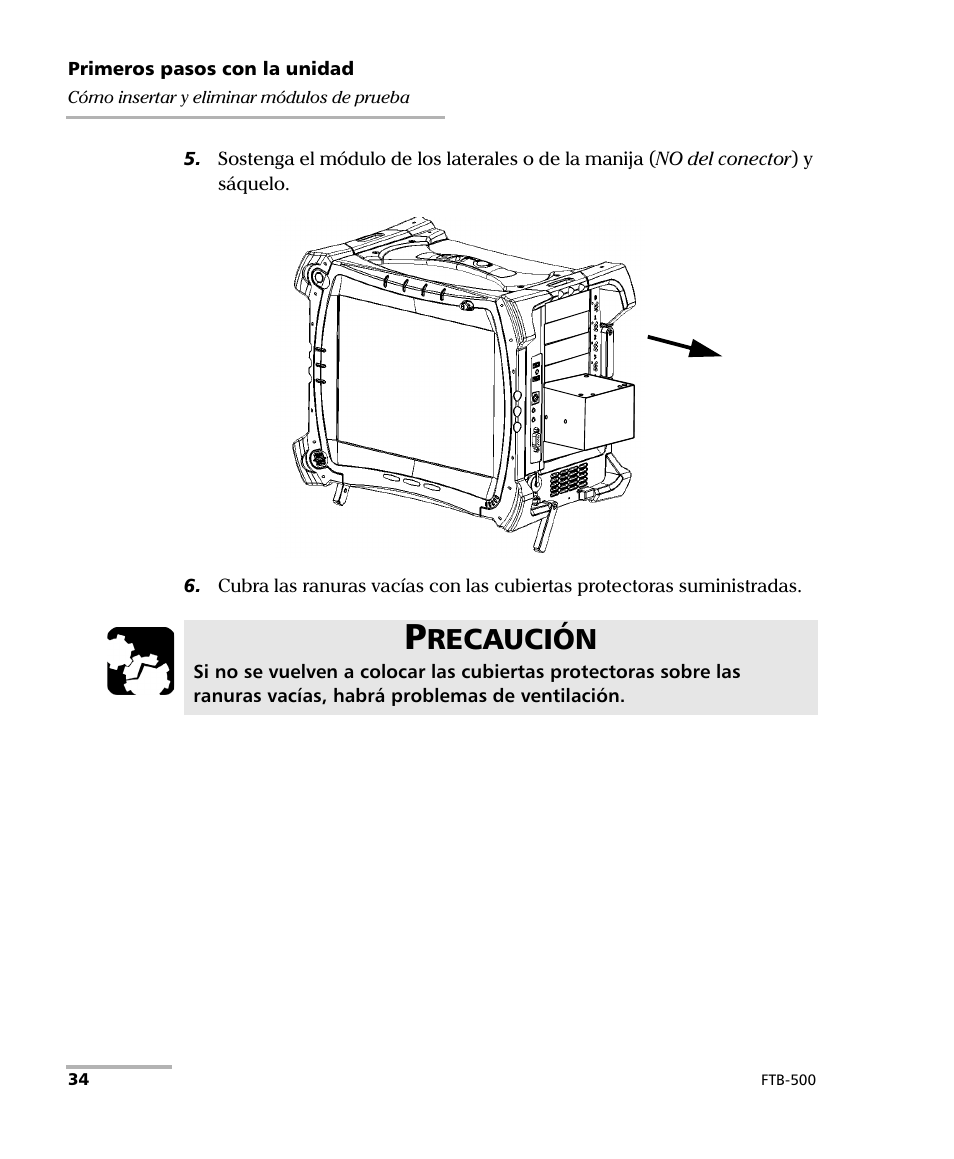 Recaución | EXFO FTB-500 (Window XP) User Manual | Page 42 / 477