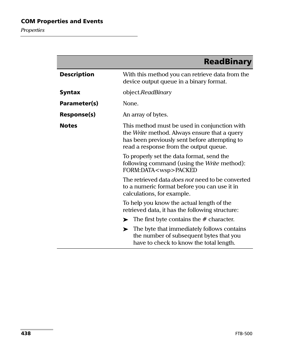 Readbinary | EXFO FTB-500 (Window XP) User Manual | Page 446 / 477