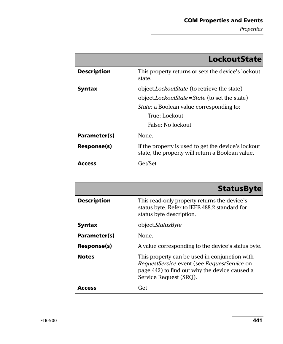 Lockoutstate, Statusbyte | EXFO FTB-500 (Window XP) User Manual | Page 449 / 477