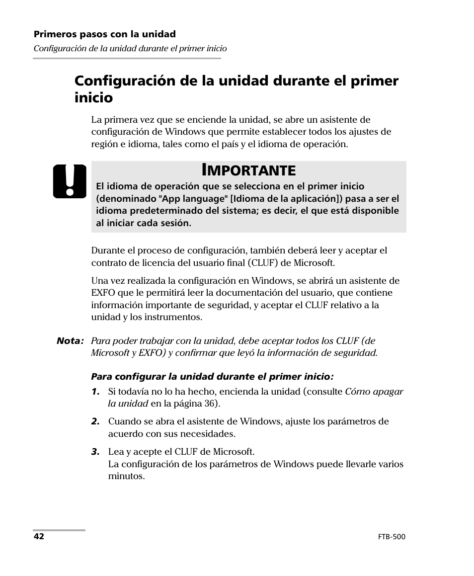 Mportante | EXFO FTB-500 (Window XP) User Manual | Page 50 / 477