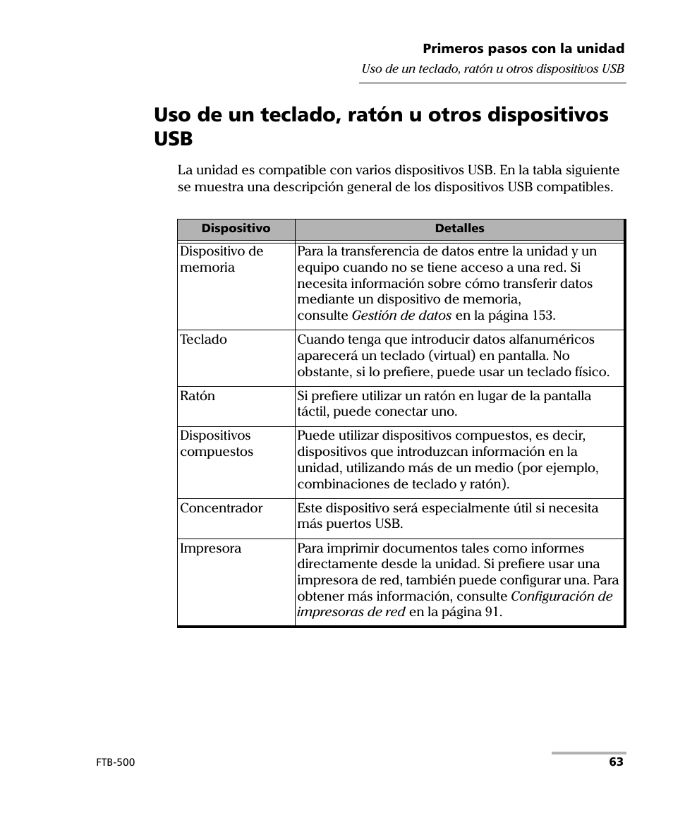 Uso de un teclado, ratón u otros dispositivos usb | EXFO FTB-500 (Window XP) User Manual | Page 71 / 477