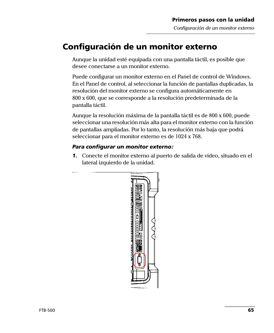 Configuración de un monitor externo | EXFO FTB-500 (Window XP) User Manual | Page 73 / 477