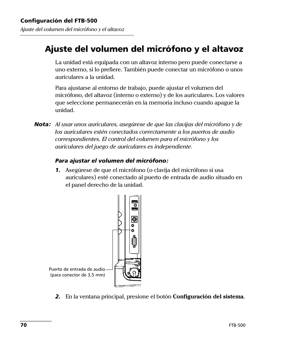 Ajuste del volumen del micrófono y el altavoz | EXFO FTB-500 (Window XP) User Manual | Page 78 / 477