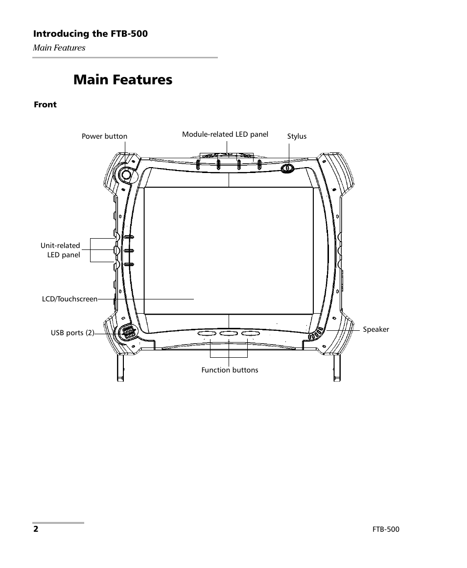 Main features | EXFO FTB-500 User Manual | Page 10 / 453