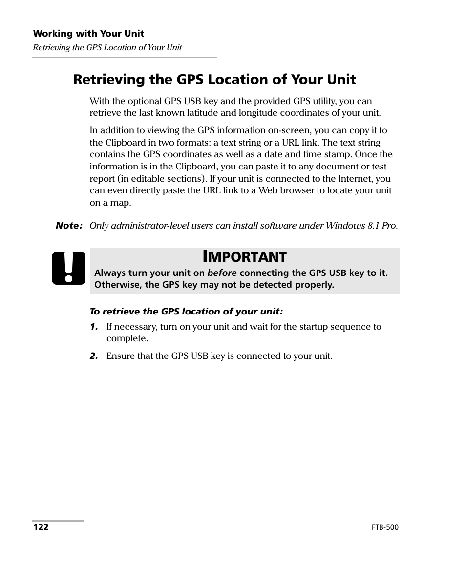 Retrieving the gps location of your unit, Retrieving the gps location of your unit on, Mportant | EXFO FTB-500 User Manual | Page 130 / 453