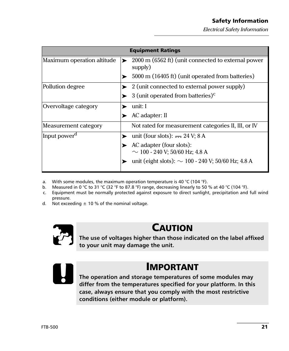 Aution, Mportant | EXFO FTB-500 User Manual | Page 29 / 453
