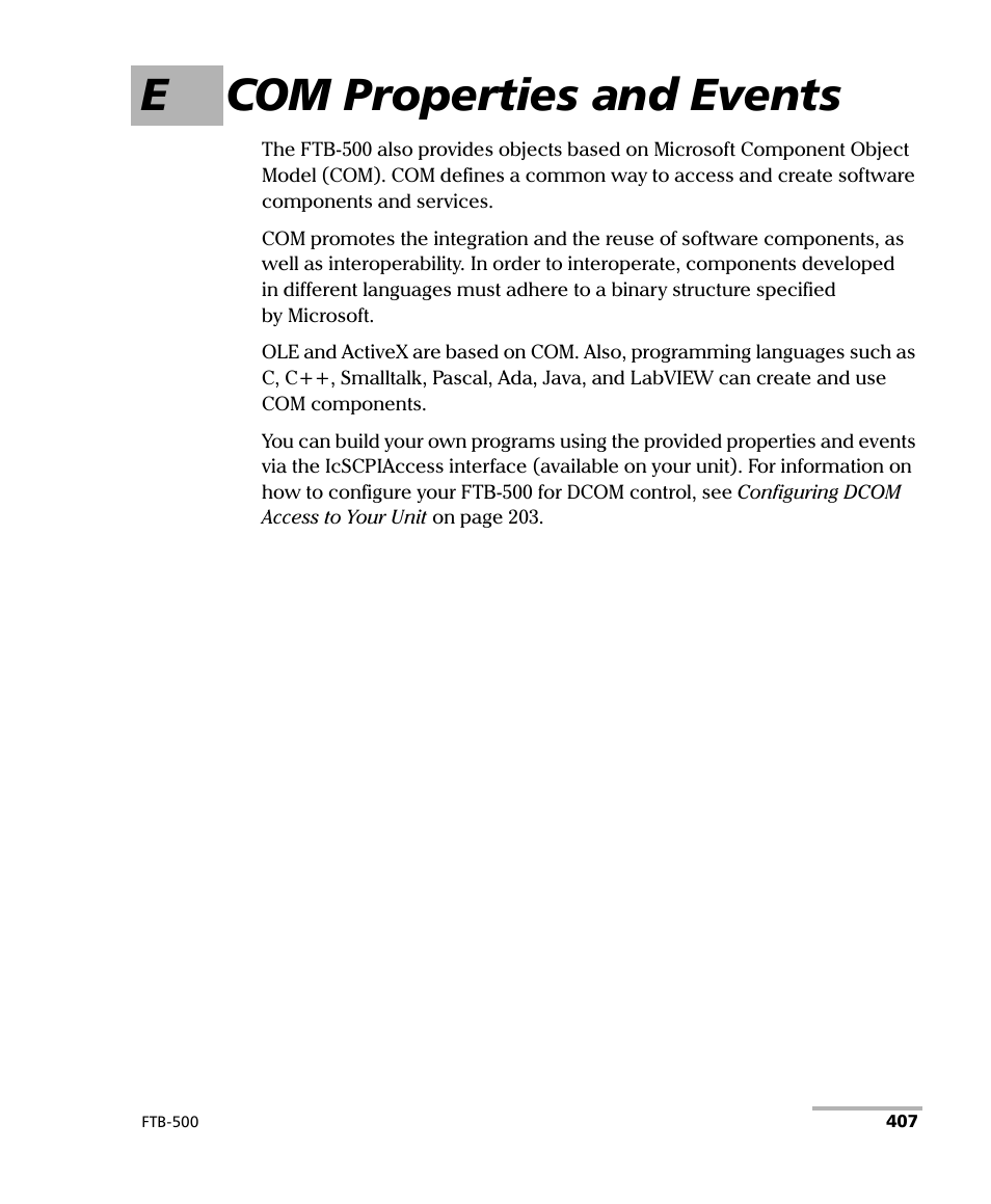 E com properties and events, Ecom properties and events | EXFO FTB-500 User Manual | Page 415 / 453