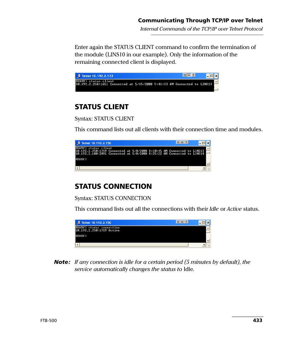 Status client, Status connection | EXFO FTB-500 User Manual | Page 441 / 453