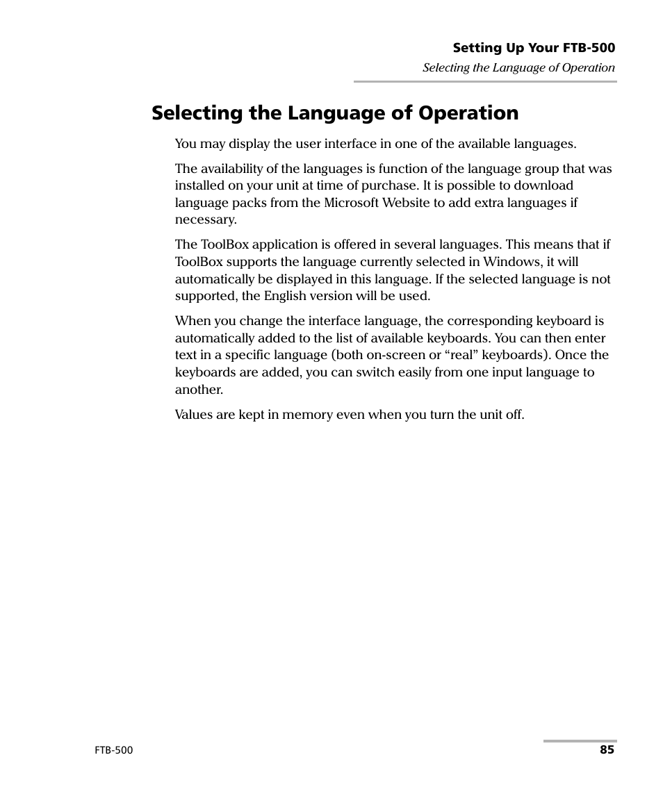 Selecting the language of operation | EXFO FTB-500 User Manual | Page 93 / 453