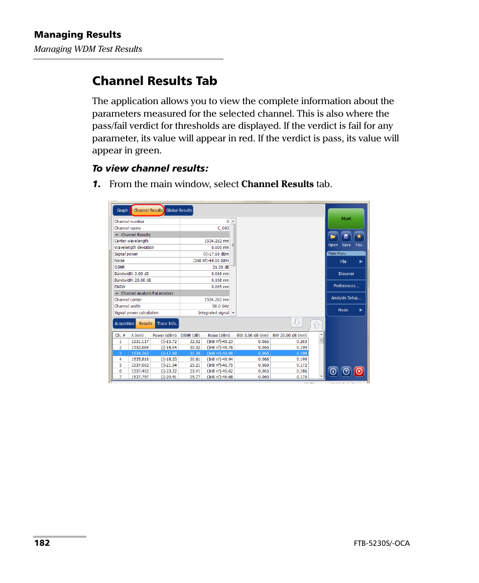 Channel results tab | EXFO FTB-5230S Optical Spectrum Analyzer for FTB 200 v2 User Manual | Page 188 / 251