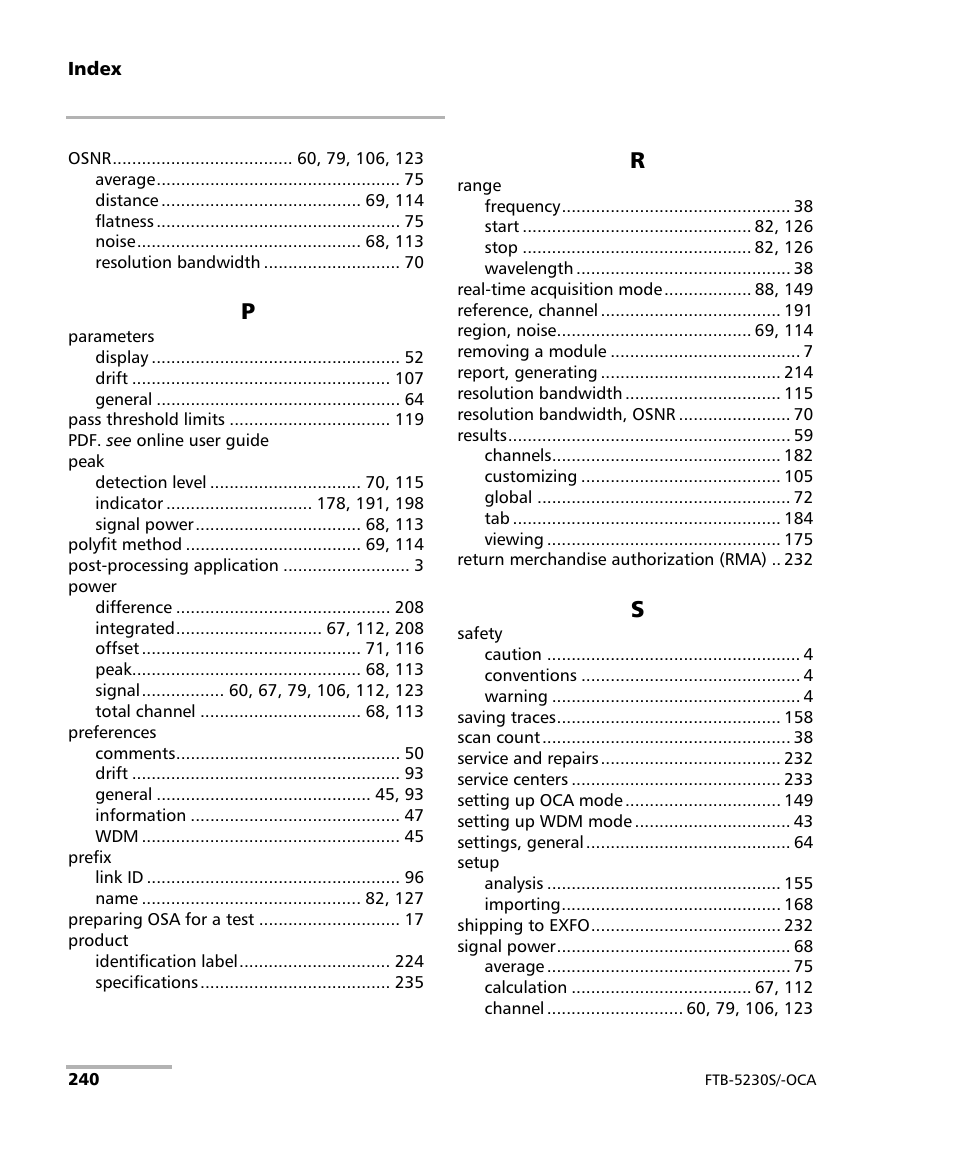 EXFO FTB-5230S Optical Spectrum Analyzer for FTB 200 v2 User Manual | Page 246 / 251