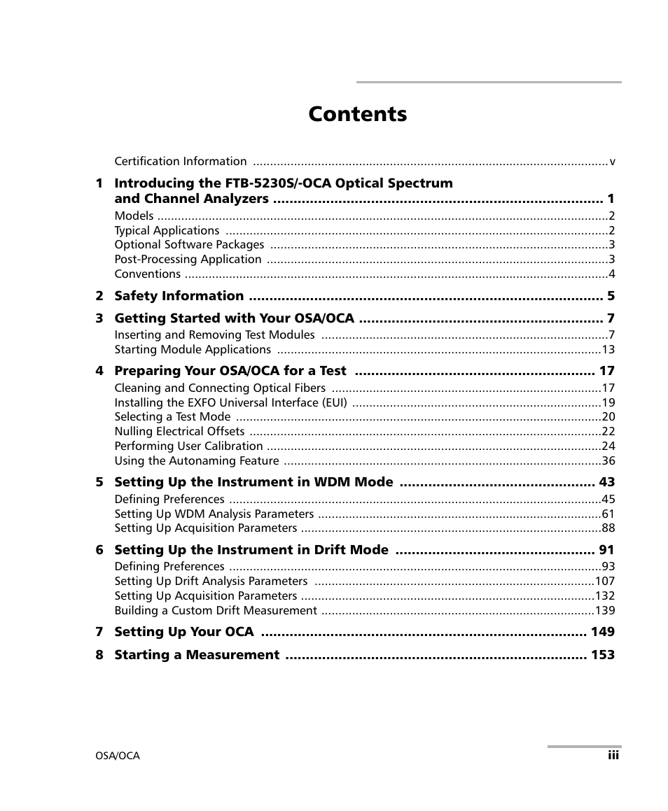 EXFO FTB-5230S Optical Spectrum Analyzer for FTB 200 v2 User Manual | Page 3 / 251