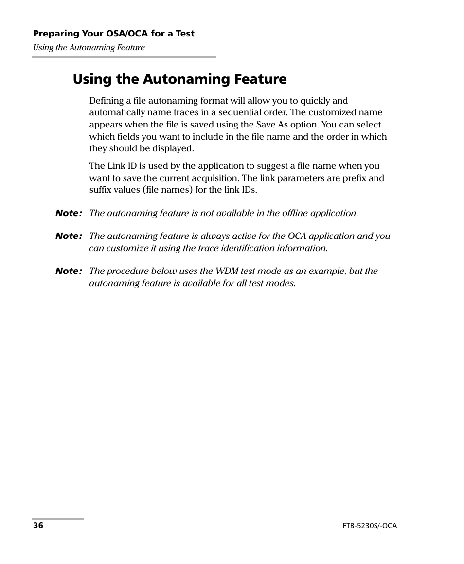 Using the autonaming feature | EXFO FTB-5230S Optical Spectrum Analyzer for FTB 200 v2 User Manual | Page 42 / 251
