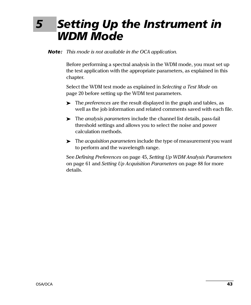 5 setting up the instrument in wdm mode, 5setting up the instrument in wdm mode | EXFO FTB-5230S Optical Spectrum Analyzer for FTB 200 v2 User Manual | Page 49 / 251