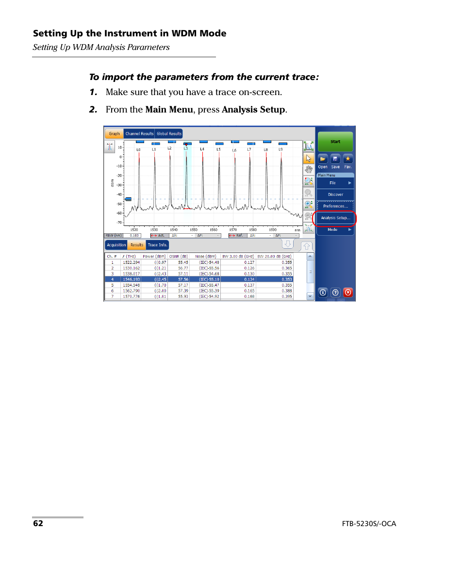 EXFO FTB-5230S Optical Spectrum Analyzer for FTB 200 v2 User Manual | Page 68 / 251
