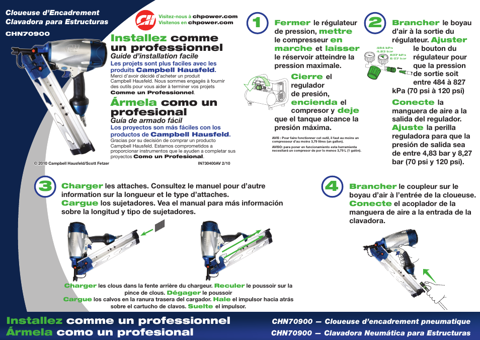 Installez comme un professionnel, Ármela como un profesional | Campbell Hausfeld IN730400AV User Manual | Page 2 / 2