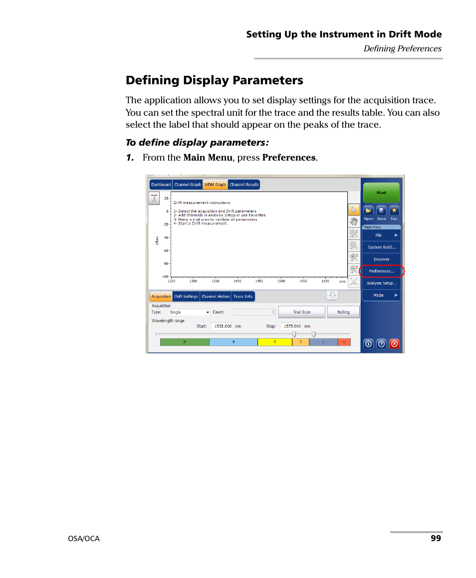 Defining display parameters | EXFO FTB-5230S Optical Spectrum Analyzer for FTB-500 User Manual | Page 105 / 251