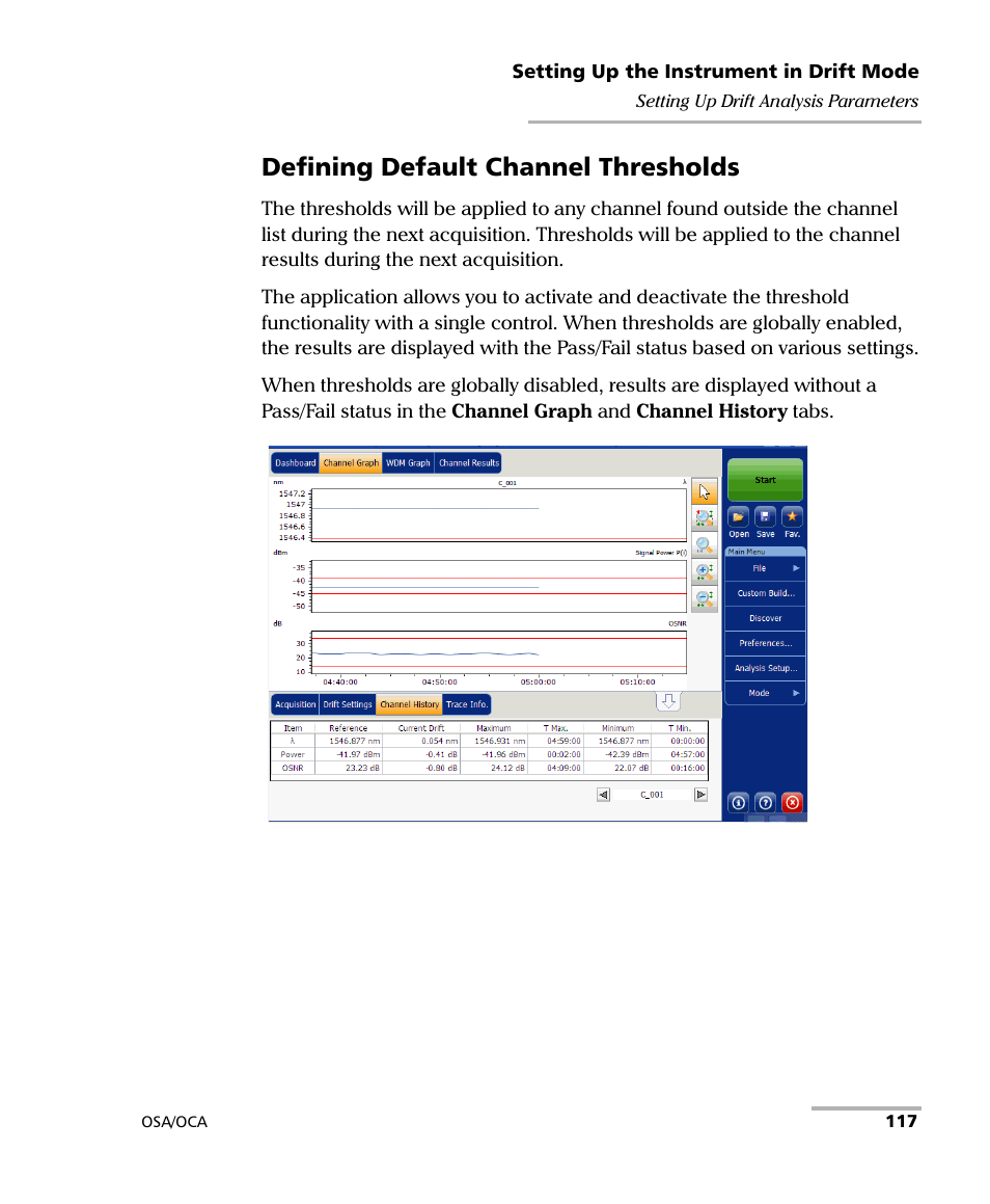 Defining default channel thresholds | EXFO FTB-5230S Optical Spectrum Analyzer for FTB-500 User Manual | Page 123 / 251