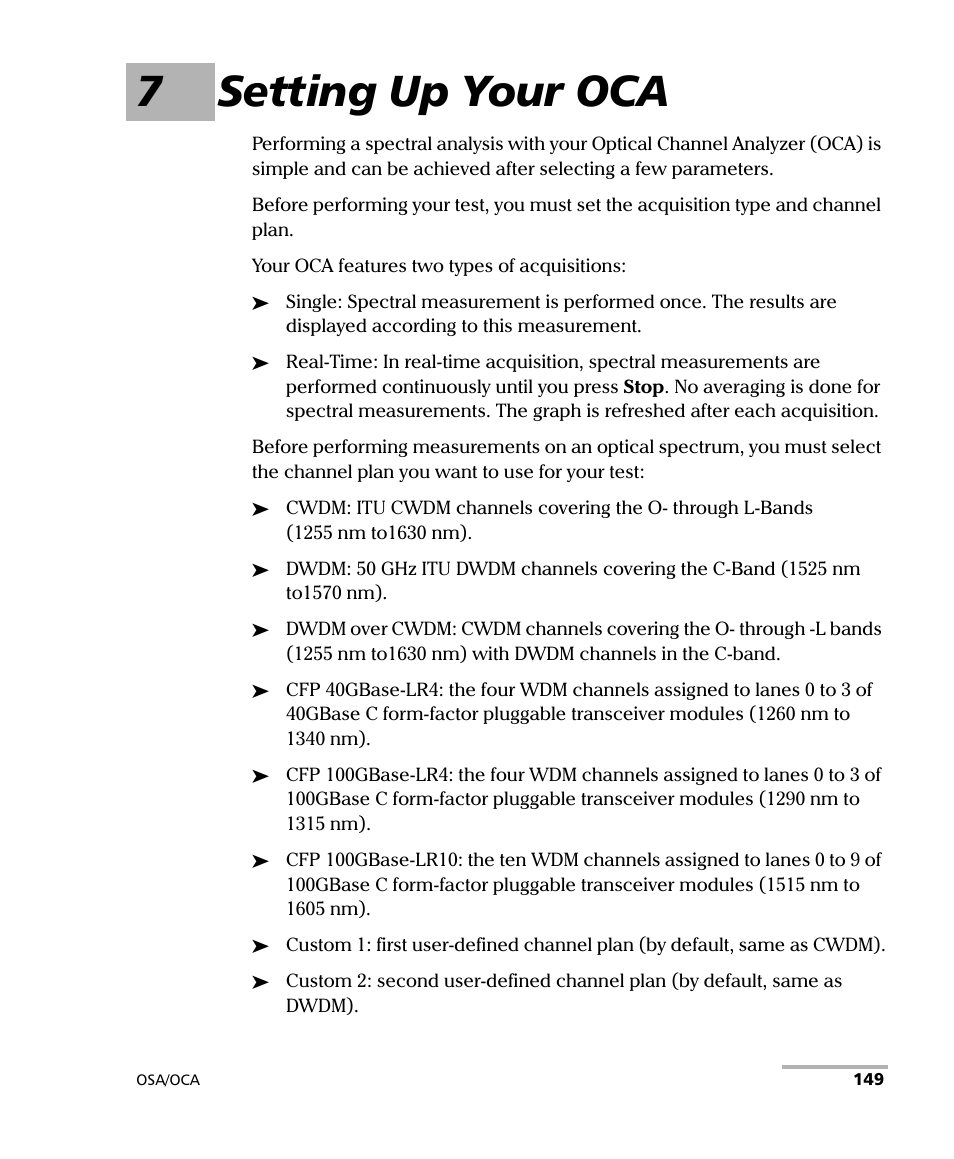 7 setting up your oca, 7setting up your oca | EXFO FTB-5230S Optical Spectrum Analyzer for FTB-500 User Manual | Page 155 / 251