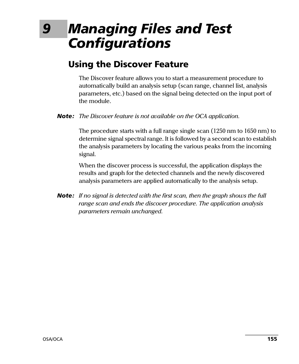 9 managing files and test configurations, Using the discover feature, 9managing files and test configurations | EXFO FTB-5230S Optical Spectrum Analyzer for FTB-500 User Manual | Page 161 / 251