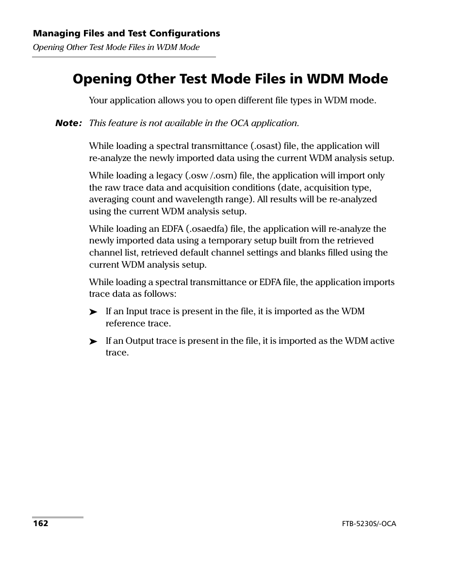 Opening other test mode files in wdm mode | EXFO FTB-5230S Optical Spectrum Analyzer for FTB-500 User Manual | Page 168 / 251