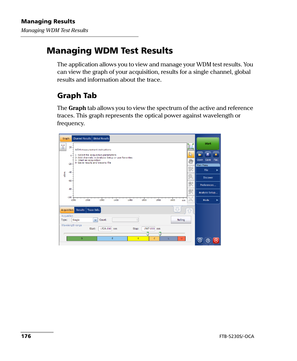 Managing wdm test results, Graph tab | EXFO FTB-5230S Optical Spectrum Analyzer for FTB-500 User Manual | Page 182 / 251