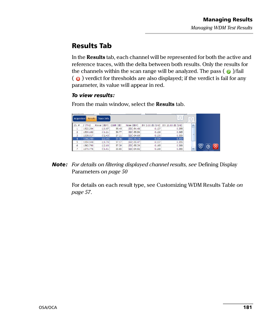 Results tab | EXFO FTB-5230S Optical Spectrum Analyzer for FTB-500 User Manual | Page 187 / 251