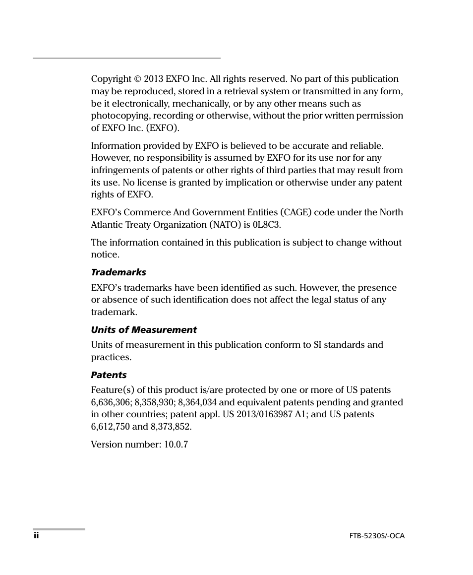 EXFO FTB-5230S Optical Spectrum Analyzer for FTB-500 User Manual | Page 2 / 251