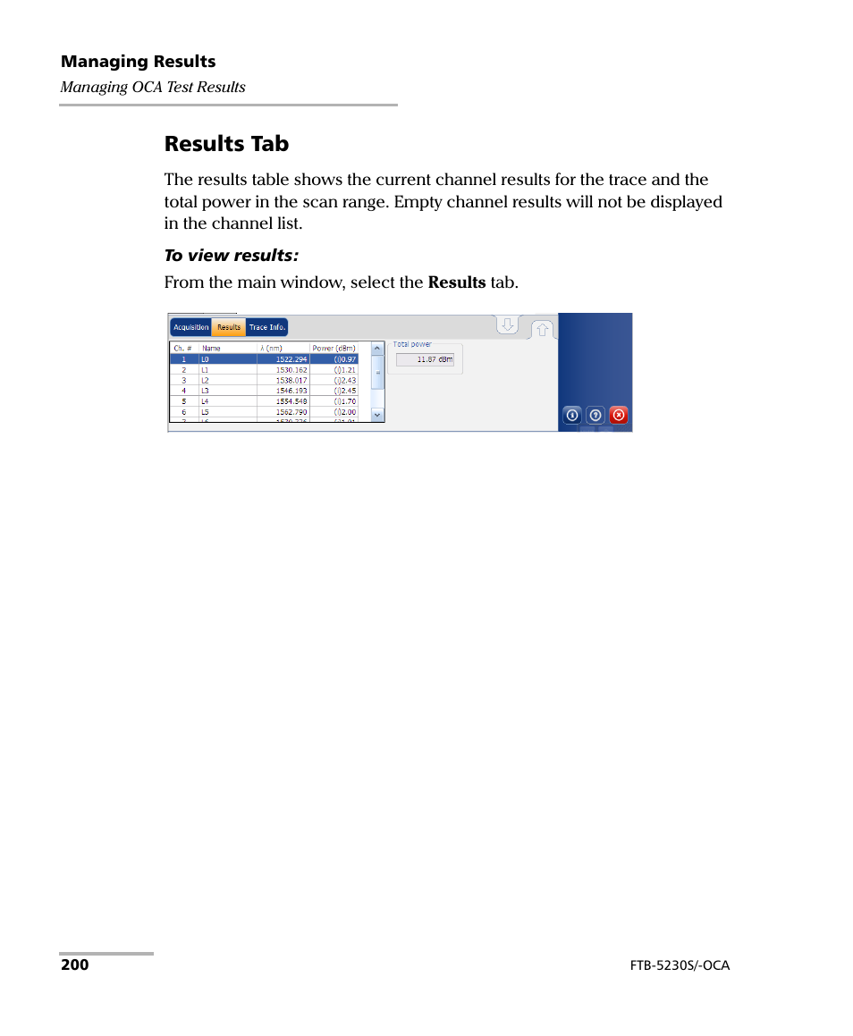Results tab | EXFO FTB-5230S Optical Spectrum Analyzer for FTB-500 User Manual | Page 206 / 251