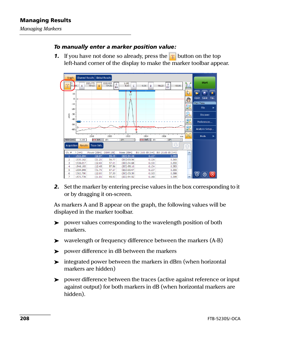 EXFO FTB-5230S Optical Spectrum Analyzer for FTB-500 User Manual | Page 214 / 251