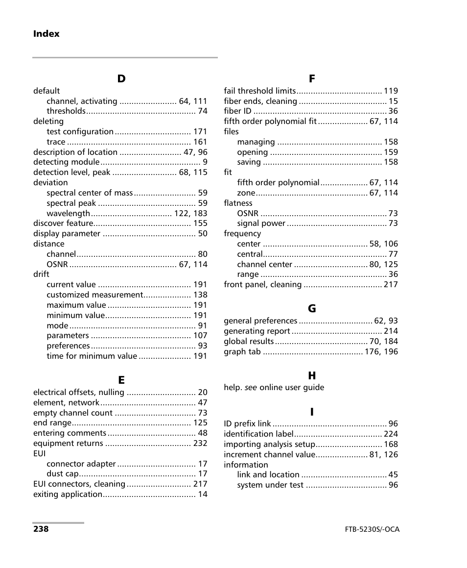 EXFO FTB-5230S Optical Spectrum Analyzer for FTB-500 User Manual | Page 244 / 251