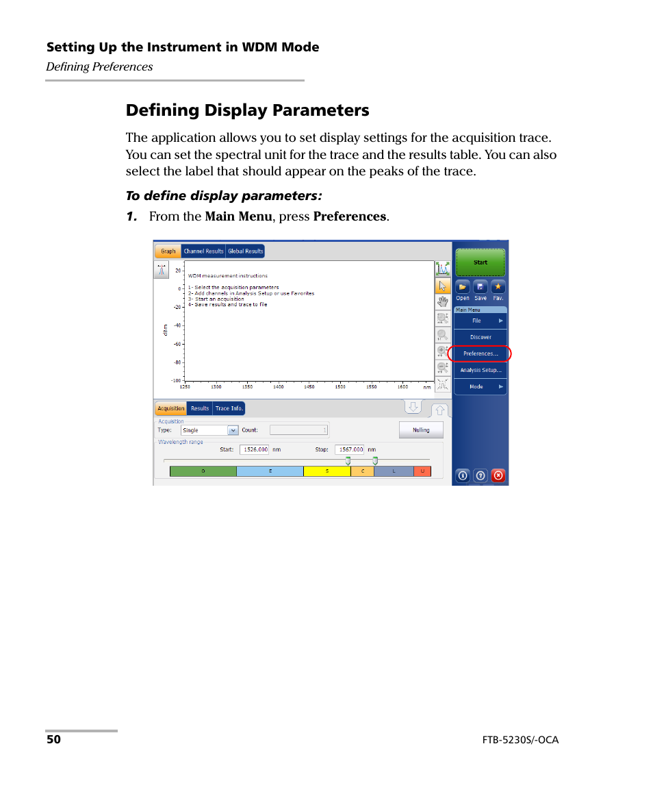 Defining display parameters | EXFO FTB-5230S Optical Spectrum Analyzer for FTB-500 User Manual | Page 56 / 251