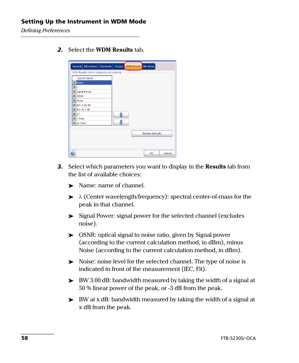 EXFO FTB-5230S Optical Spectrum Analyzer for FTB-500 User Manual | Page 64 / 251