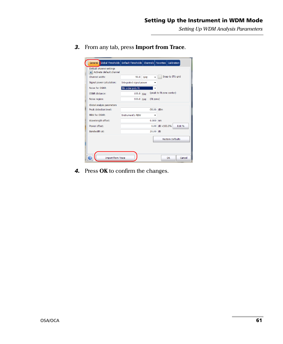 EXFO FTB-5230S Optical Spectrum Analyzer for FTB-500 User Manual | Page 67 / 251