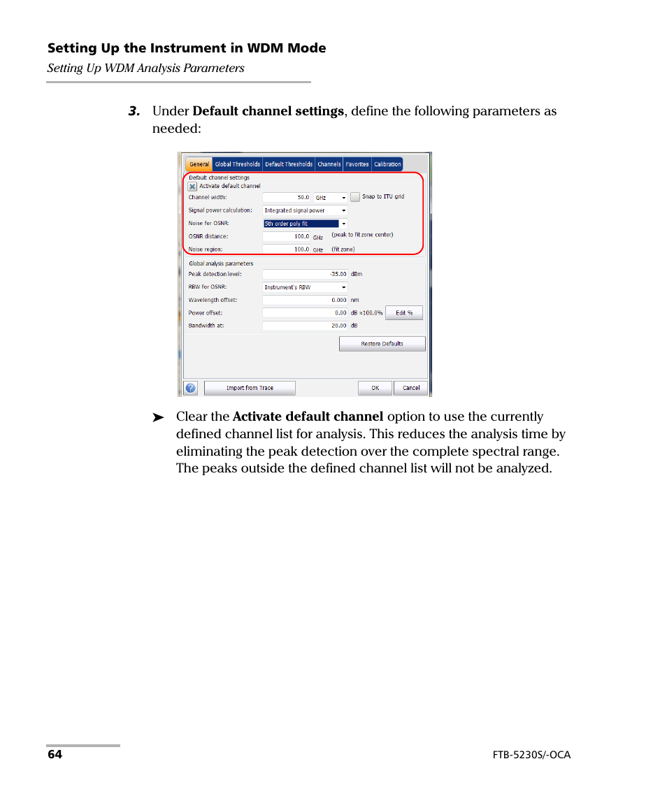 EXFO FTB-5230S Optical Spectrum Analyzer for FTB-500 User Manual | Page 70 / 251
