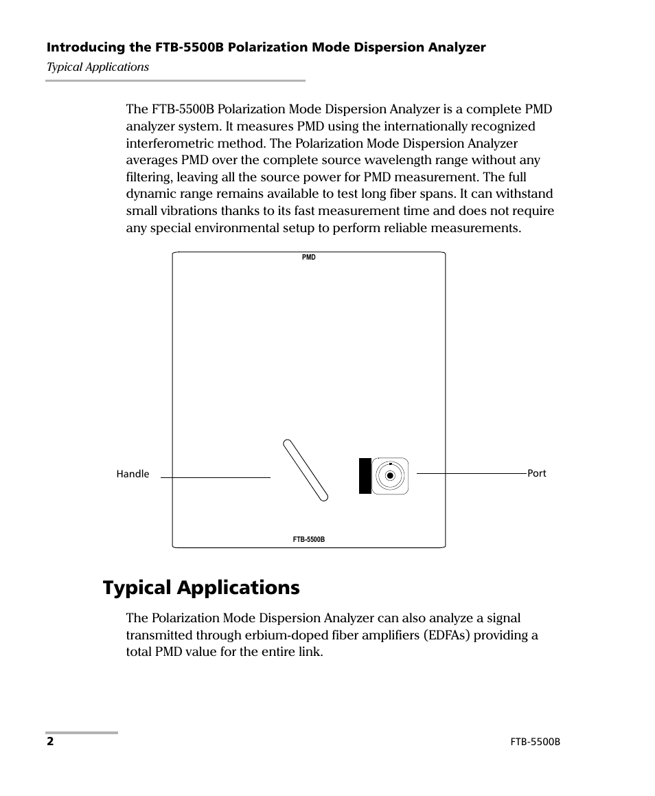 Typical applications | EXFO FTB-5500B PMD Analyzer User Manual | Page 10 / 121