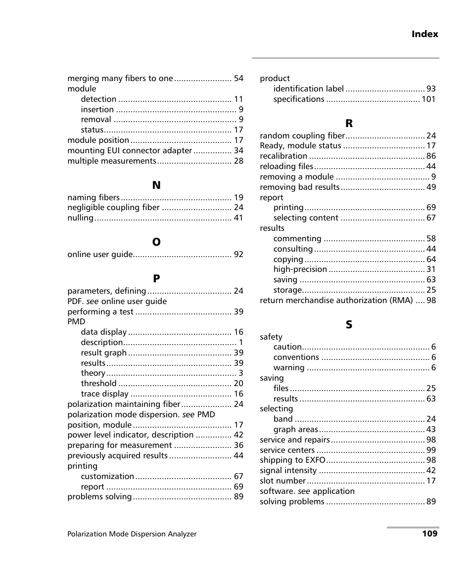 EXFO FTB-5500B PMD Analyzer User Manual | Page 117 / 121