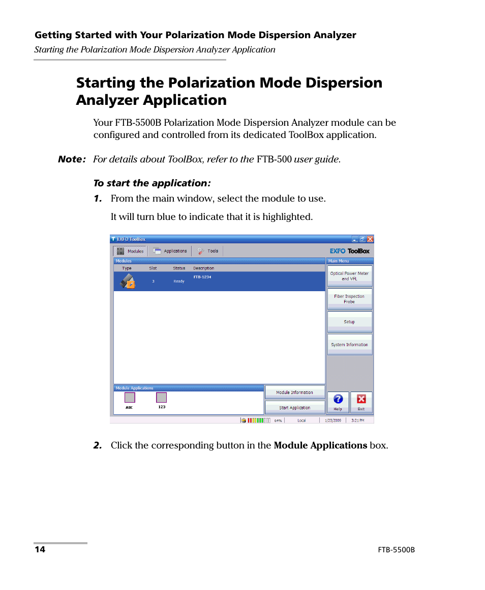 EXFO FTB-5500B PMD Analyzer User Manual | Page 22 / 121