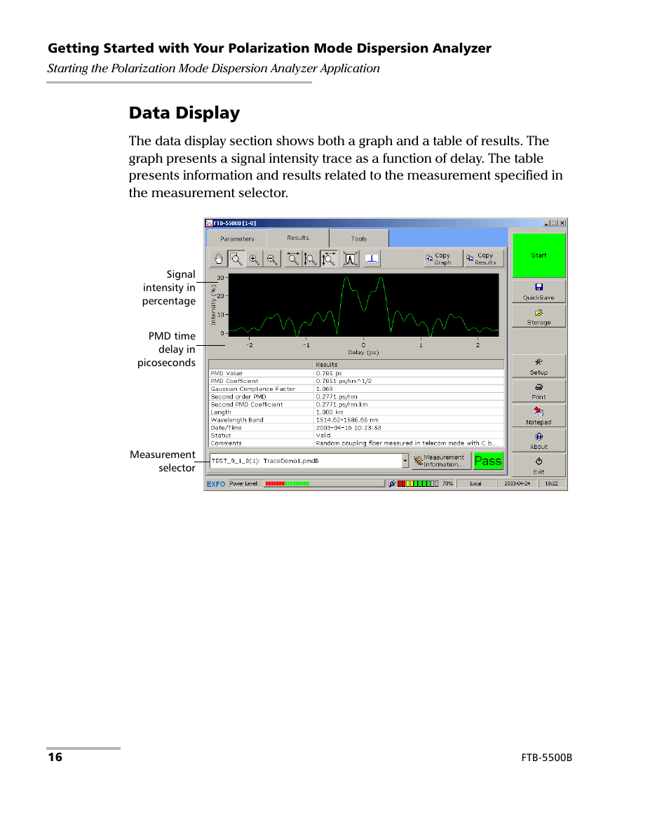 Data display | EXFO FTB-5500B PMD Analyzer User Manual | Page 24 / 121