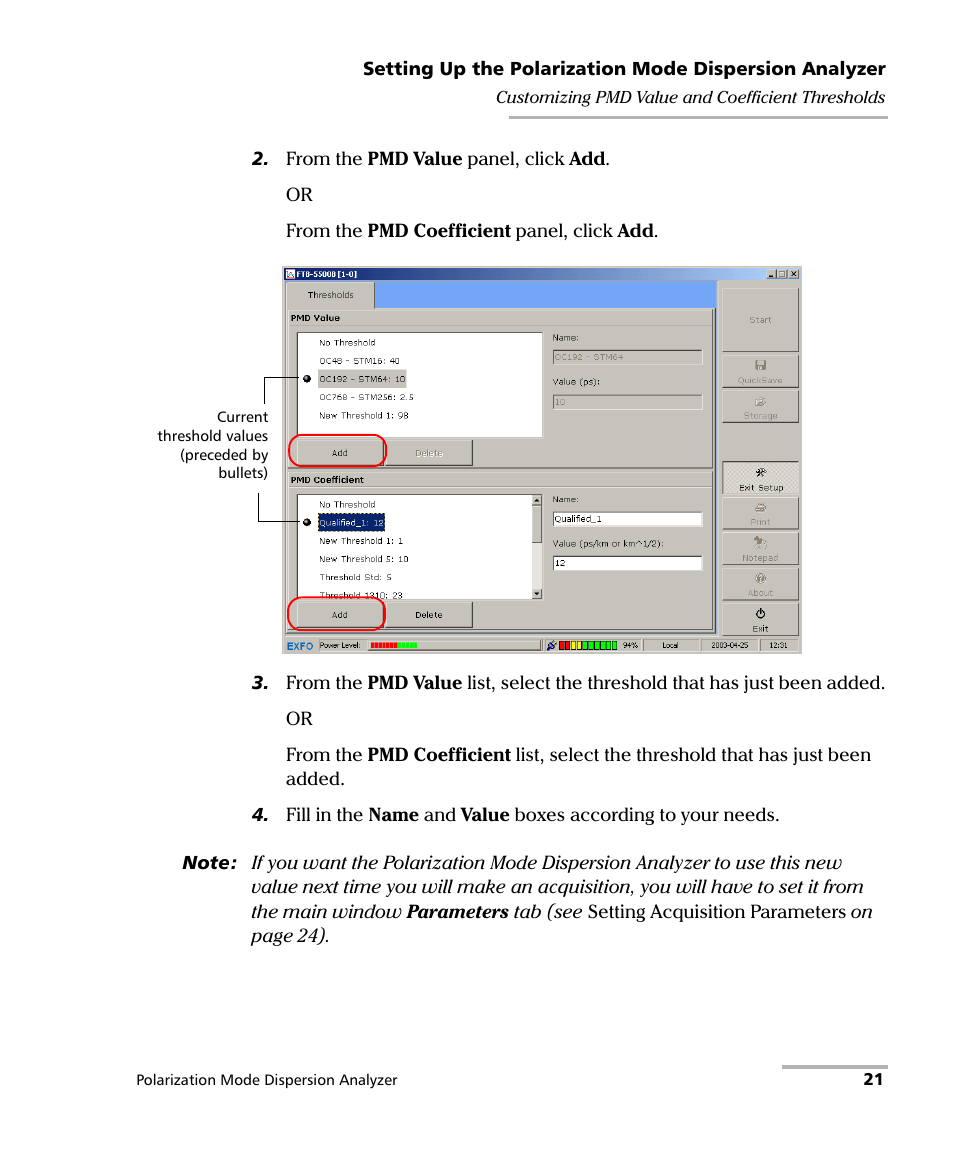 EXFO FTB-5500B PMD Analyzer User Manual | Page 29 / 121